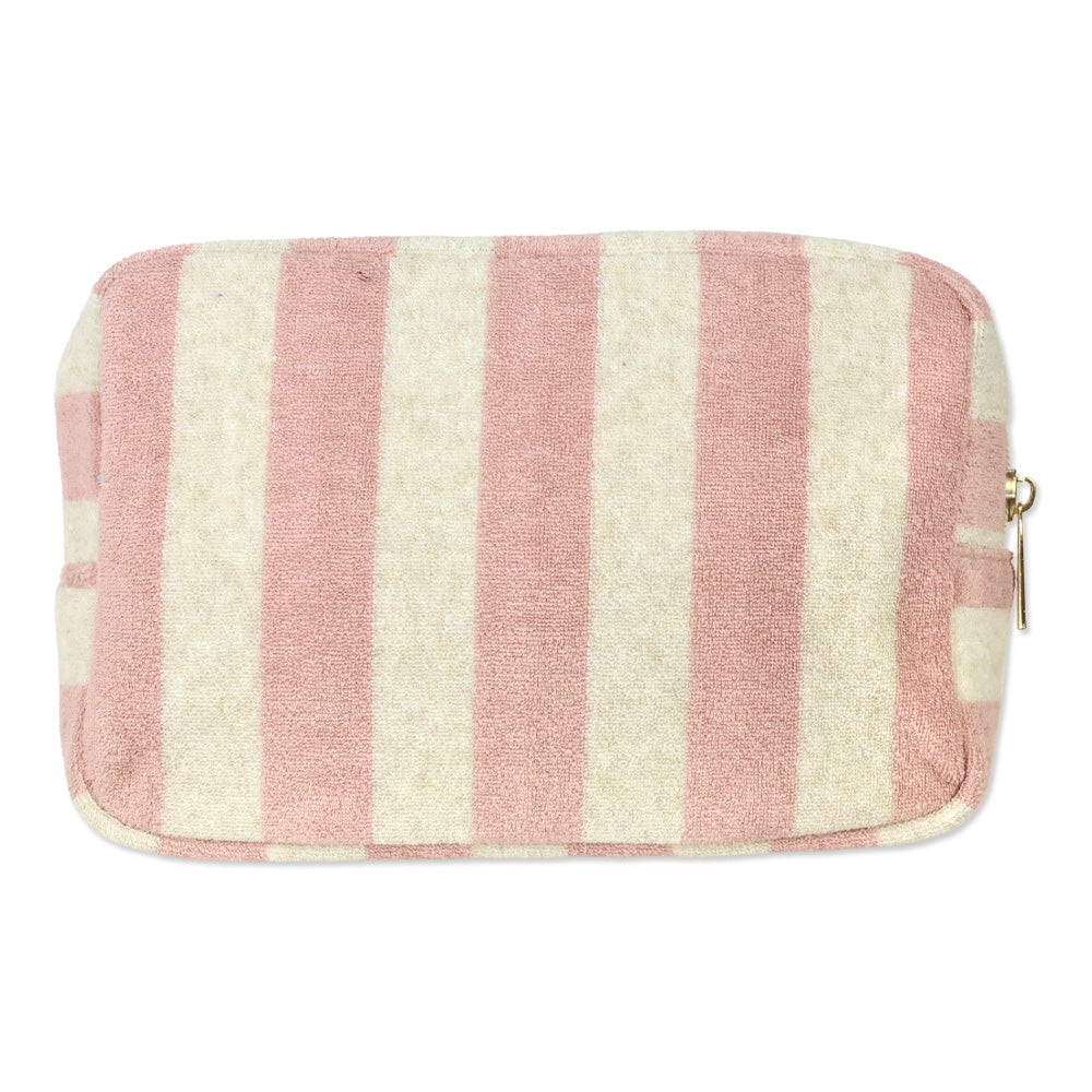 Cream & Soft Pink Terry Striped Summer Pouch