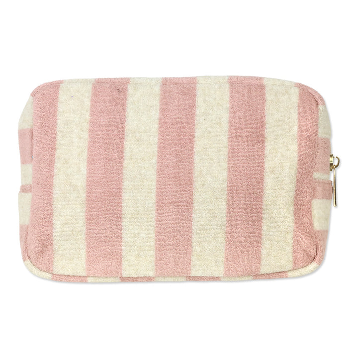 Cream & Soft Pink Terry Striped Summer Pouch