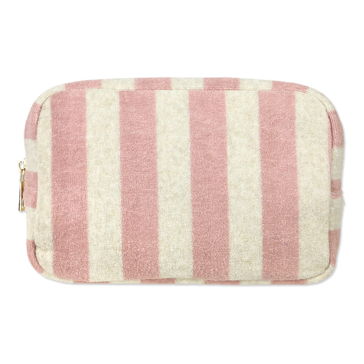 Cream & Soft Pink Terry Striped Summer Pouch