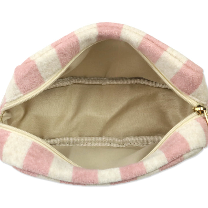 Cream & Soft Pink Terry Striped Summer Pouch