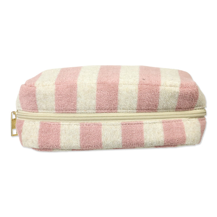 Cream & Soft Pink Terry Striped Summer Pouch