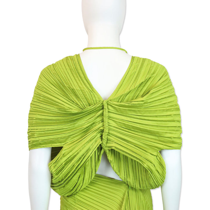Cult Gaia Pine Green Plissé Satin Juniper Top