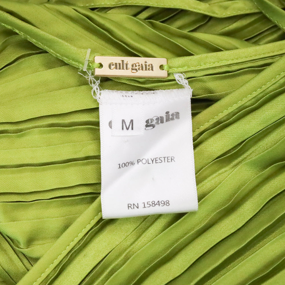 Cult Gaia Pine Green Plissé Satin Juniper Top