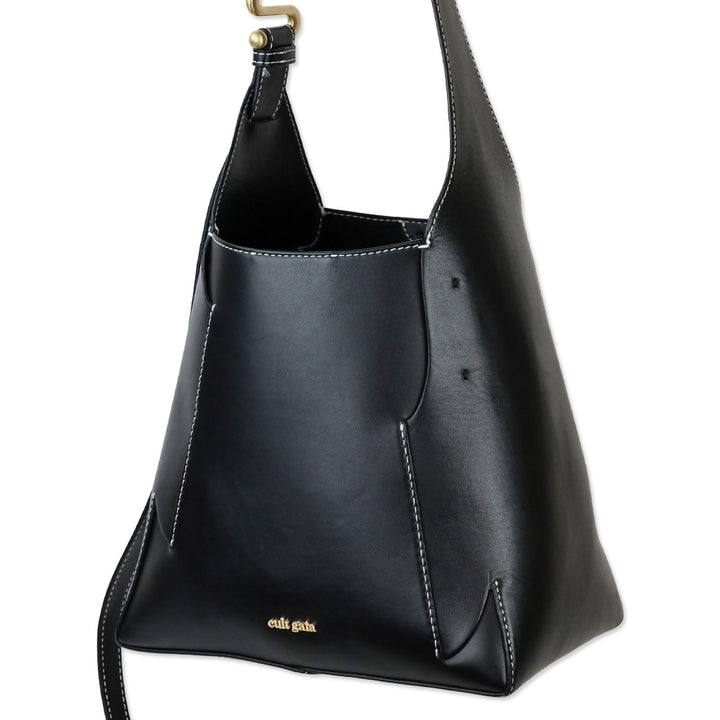 Cult Gaia Simona Black Leather Shoulder Bag