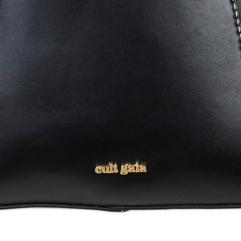 Cult Gaia Simona Black Leather Shoulder Bag