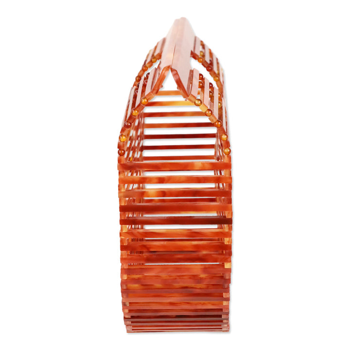 Cult Gaia Small Ark Marbled Agate Acrylic Top Handle Bag