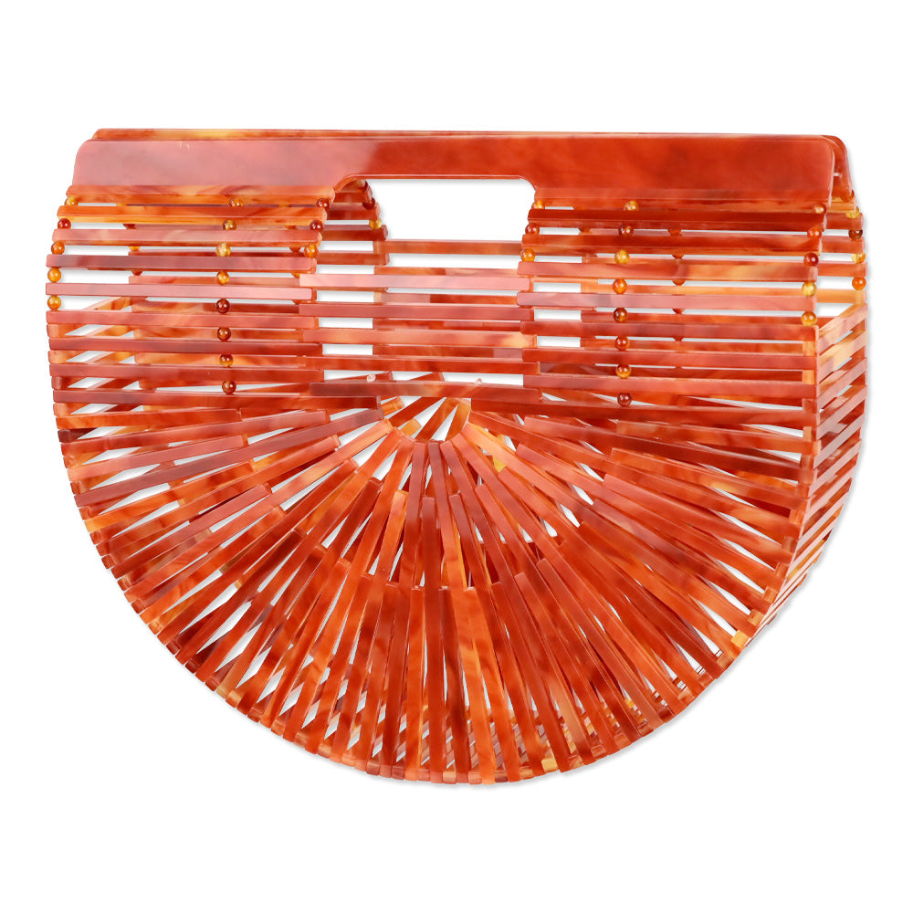 Cult Gaia Small Ark Marbled Agate Acrylic Top Handle Bag