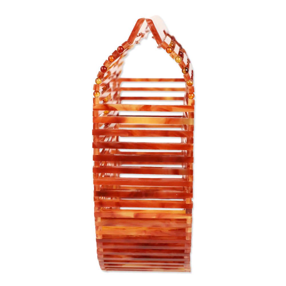 Cult Gaia Small Ark Marbled Agate Acrylic Top Handle Bag
