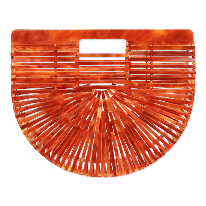 Cult Gaia Small Ark Marbled Agate Acrylic Top Handle Bag
