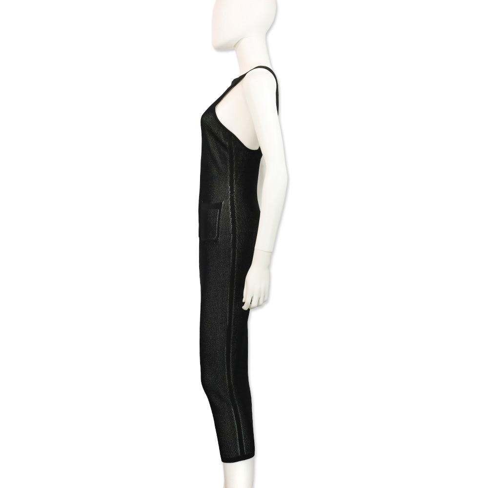 Cushnie et Ochs Black Ribbed Knit Halter Pocket Maxi Dress