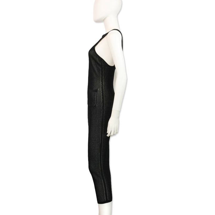 Cushnie et Ochs Black Ribbed Knit Halter Pocket Maxi Dress