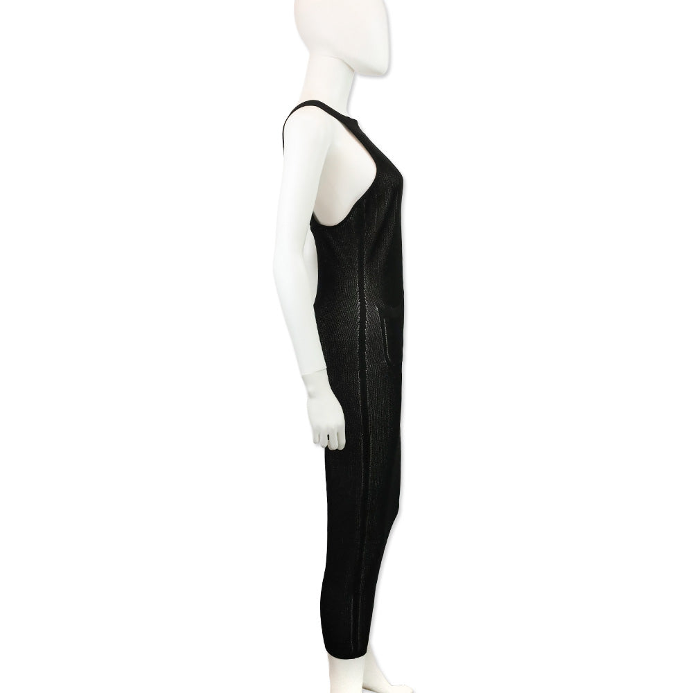 Cushnie et Ochs Black Ribbed Knit Halter Pocket Maxi Dress