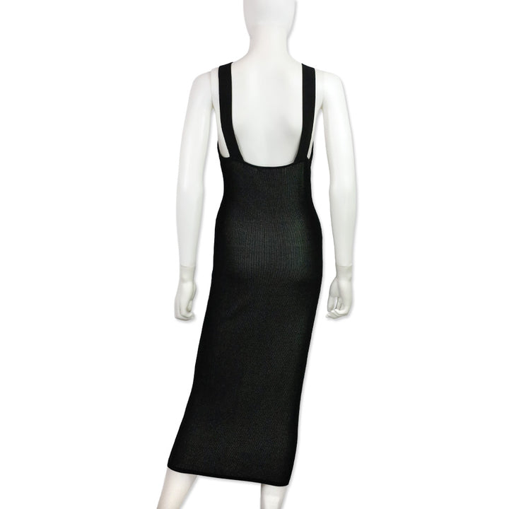 Cushnie et Ochs Black Ribbed Knit Halter Pocket Maxi Dress