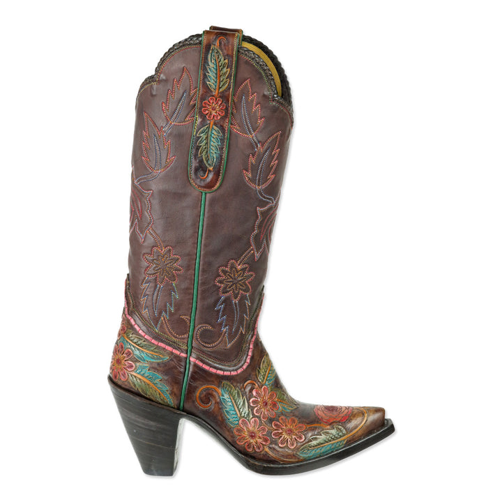 Custom Made Embroidered Brown Leather Cowboy Boots