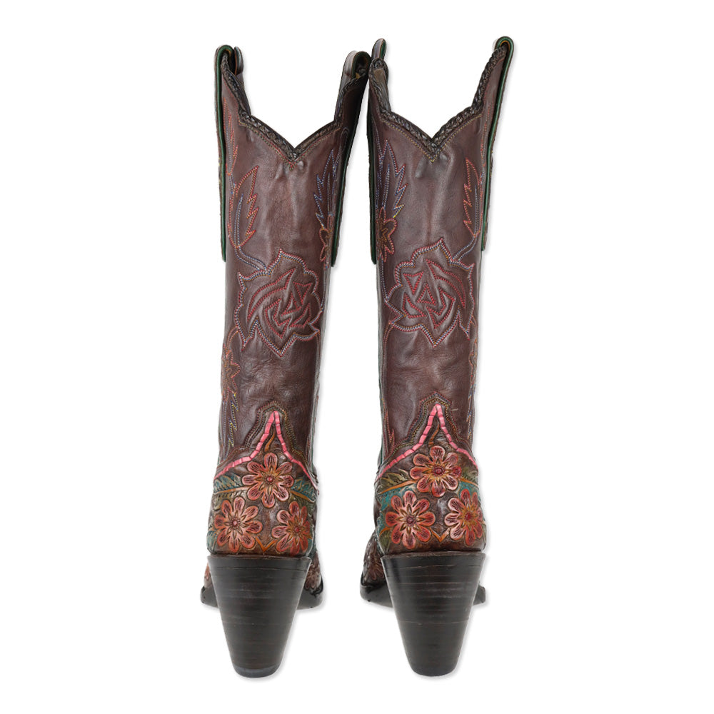 Custom Made Embroidered Brown Leather Cowboy Boots