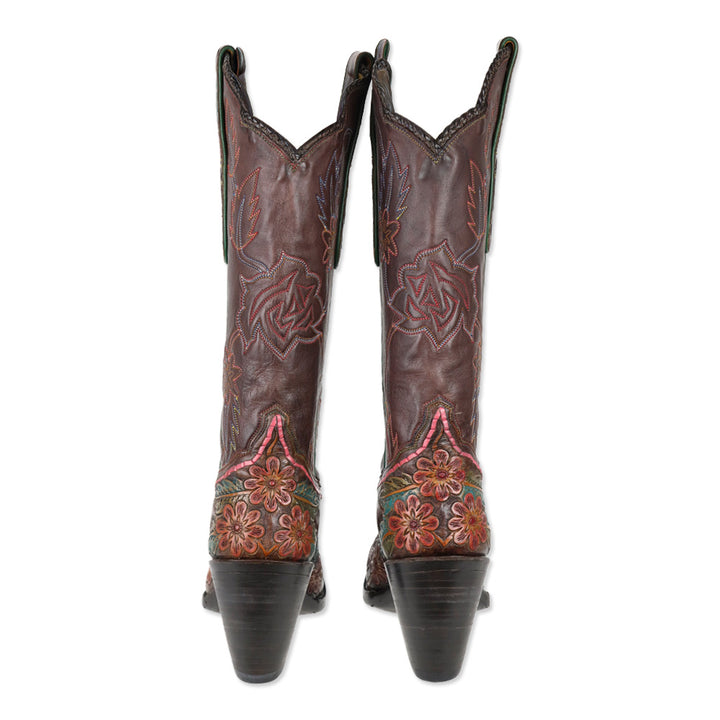 Custom Made Embroidered Brown Leather Cowboy Boots