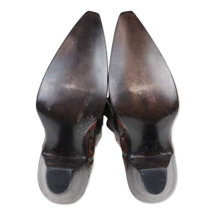 Custom Made Embroidered Brown Leather Cowboy Boots