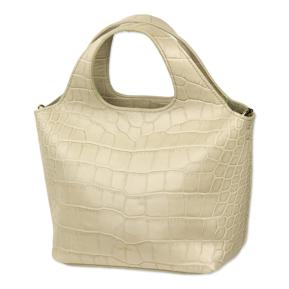 Cuyana Stone Croco Embossed Mini System Tote