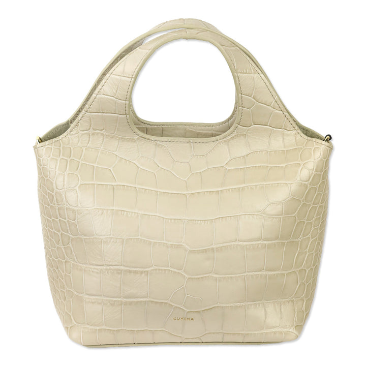 Cuyana Stone Croco Embossed Mini System Tote