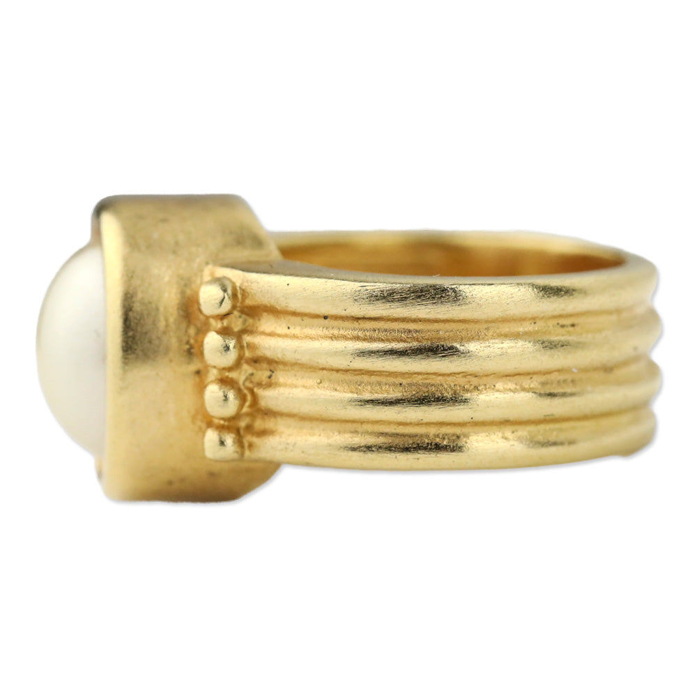DG© Gold-Tone Oval Faux-Pearl Stone Ring