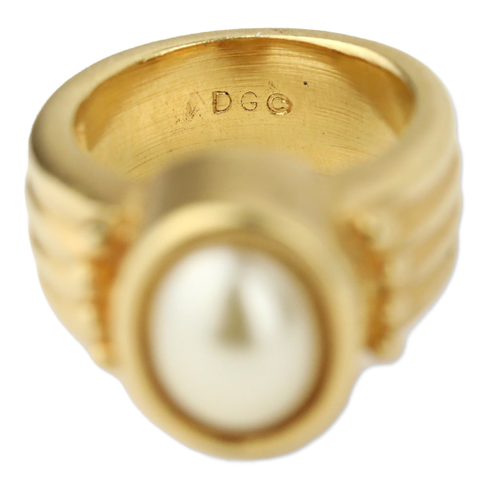 DG© Gold-Tone Oval Faux-Pearl Stone Ring