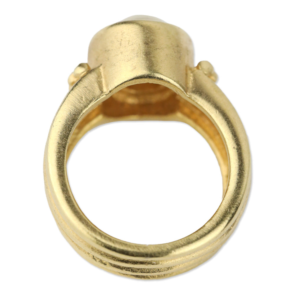 DG© Gold-Tone Oval Faux-Pearl Stone Ring