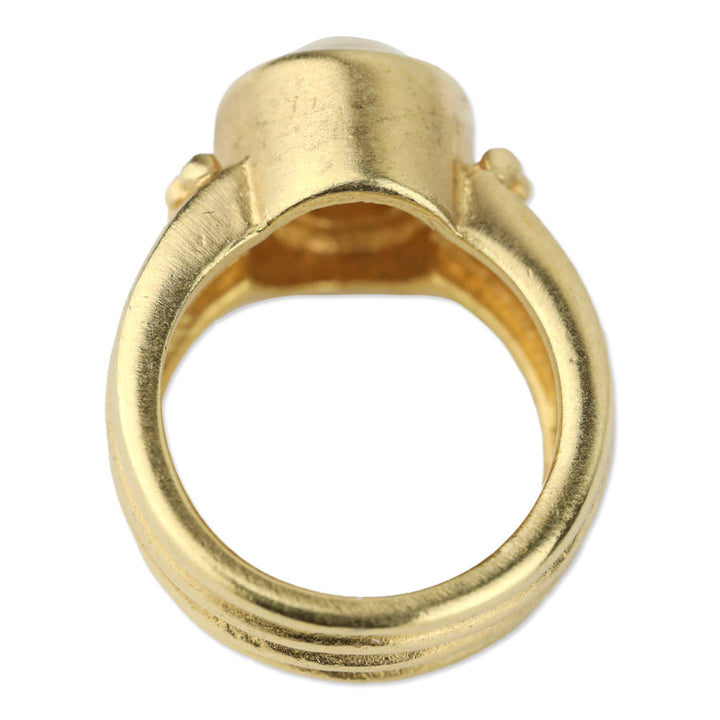 DG© Gold-Tone Oval Faux-Pearl Stone Ring