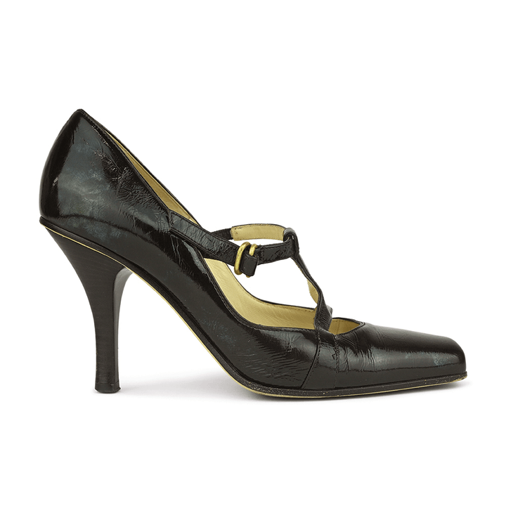 Jimmy Choo Dark Brown Patent Leather Mary Jane Pumps