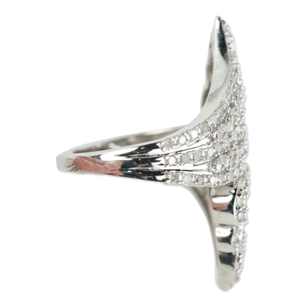 D'Joy Diamond Bypass Ring in Platinum Over Sterling Silver
