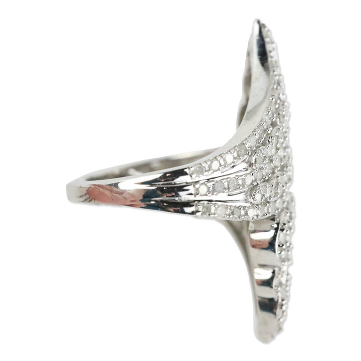 D'Joy Diamond Bypass Ring in Platinum Over Sterling Silver