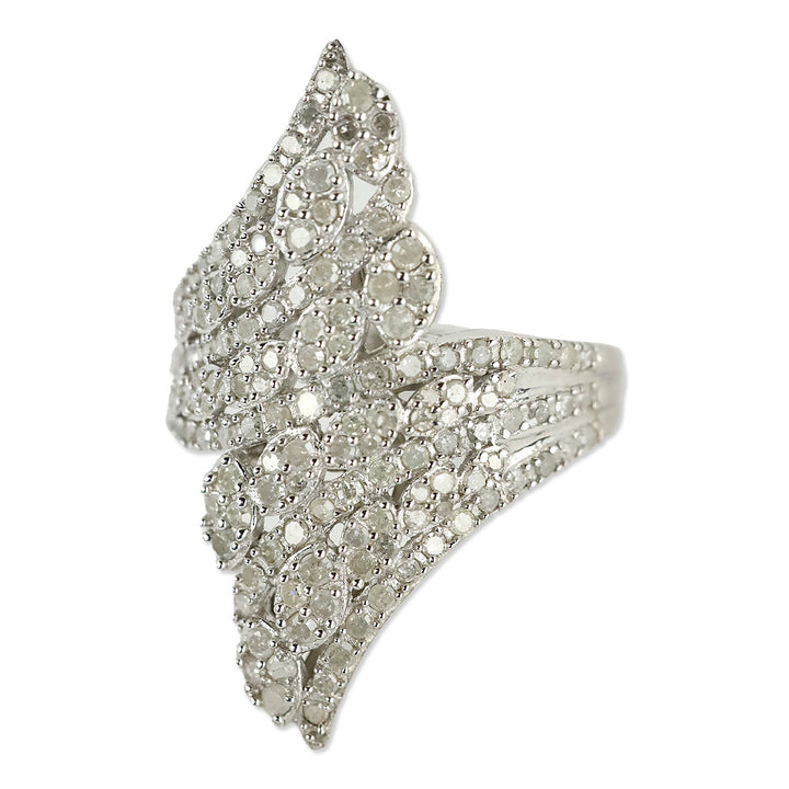 D'Joy Diamond Bypass Ring in Platinum Over Sterling Silver