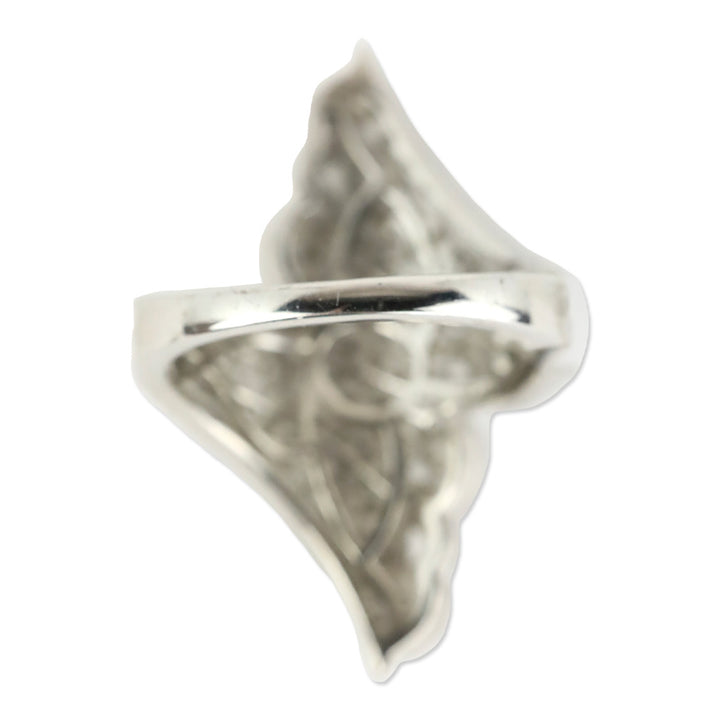 D'Joy Diamond Bypass Ring in Platinum Over Sterling Silver