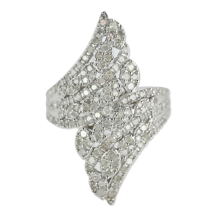 D'Joy Diamond Bypass Ring in Platinum Over Sterling Silver