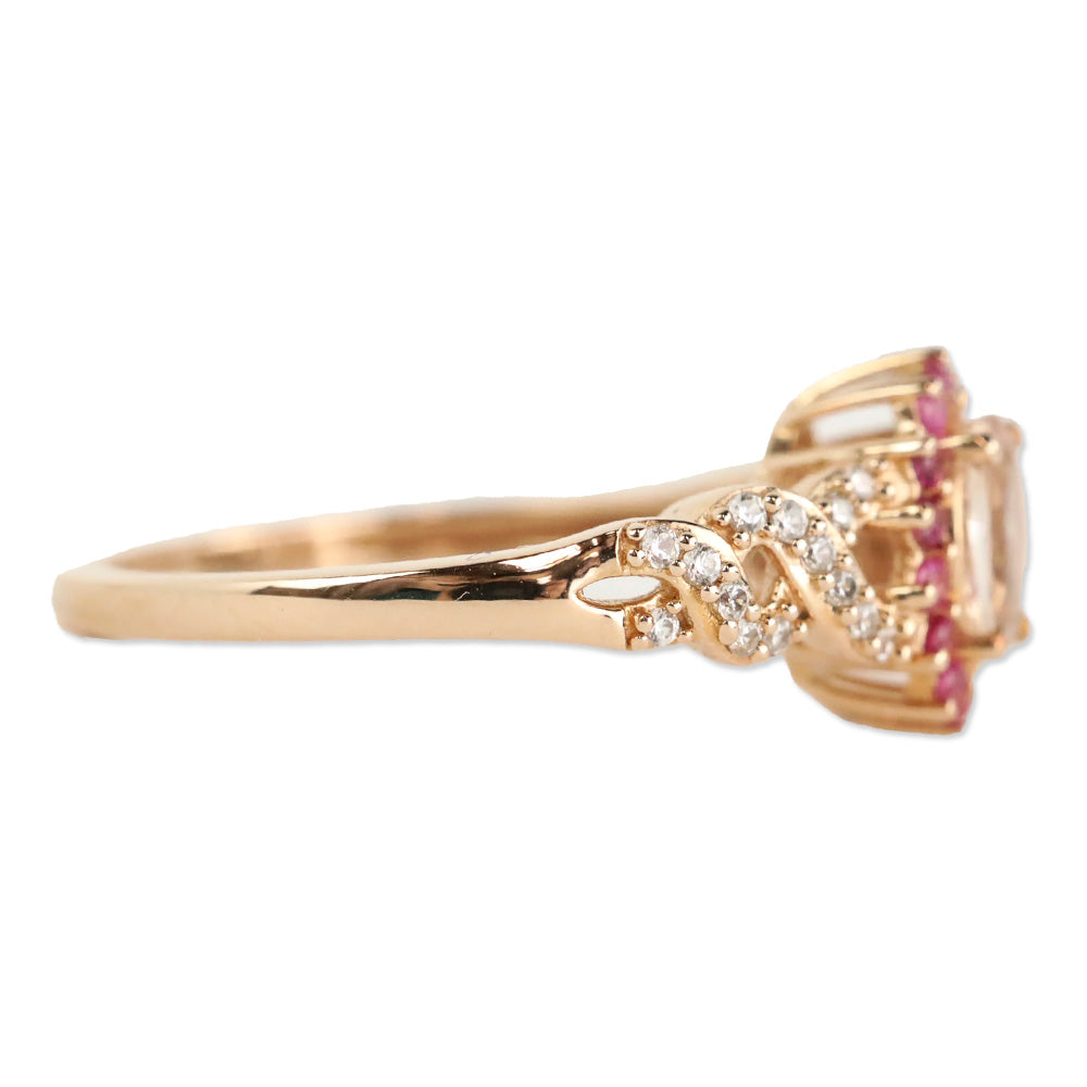 D'Joy Marropino Morganite and Multi Gemstone Sunburst Ring in Vermeil Rose Gold Over Sterling Silver