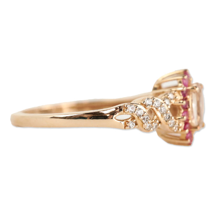 D'Joy Marropino Morganite and Multi Gemstone Sunburst Ring in Vermeil Rose Gold Over Sterling Silver