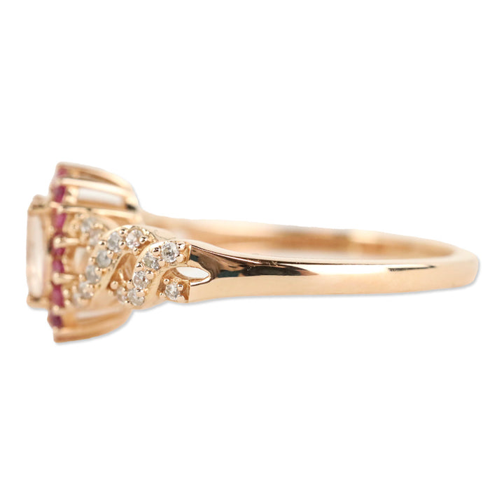 D'Joy Marropino Morganite and Multi Gemstone Sunburst Ring in Vermeil Rose Gold Over Sterling Silver