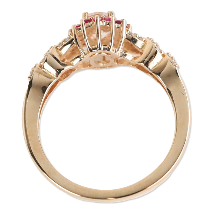 D'Joy Marropino Morganite and Multi Gemstone Sunburst Ring in Vermeil Rose Gold Over Sterling Silver