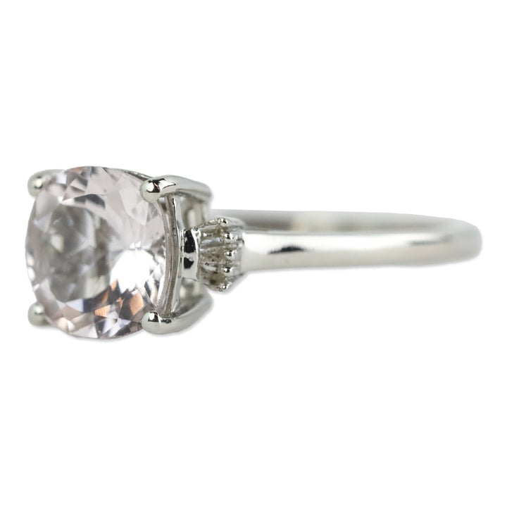 D'Joy Pink Morganite and Diamond Ring in Platinum Over Sterling Silver