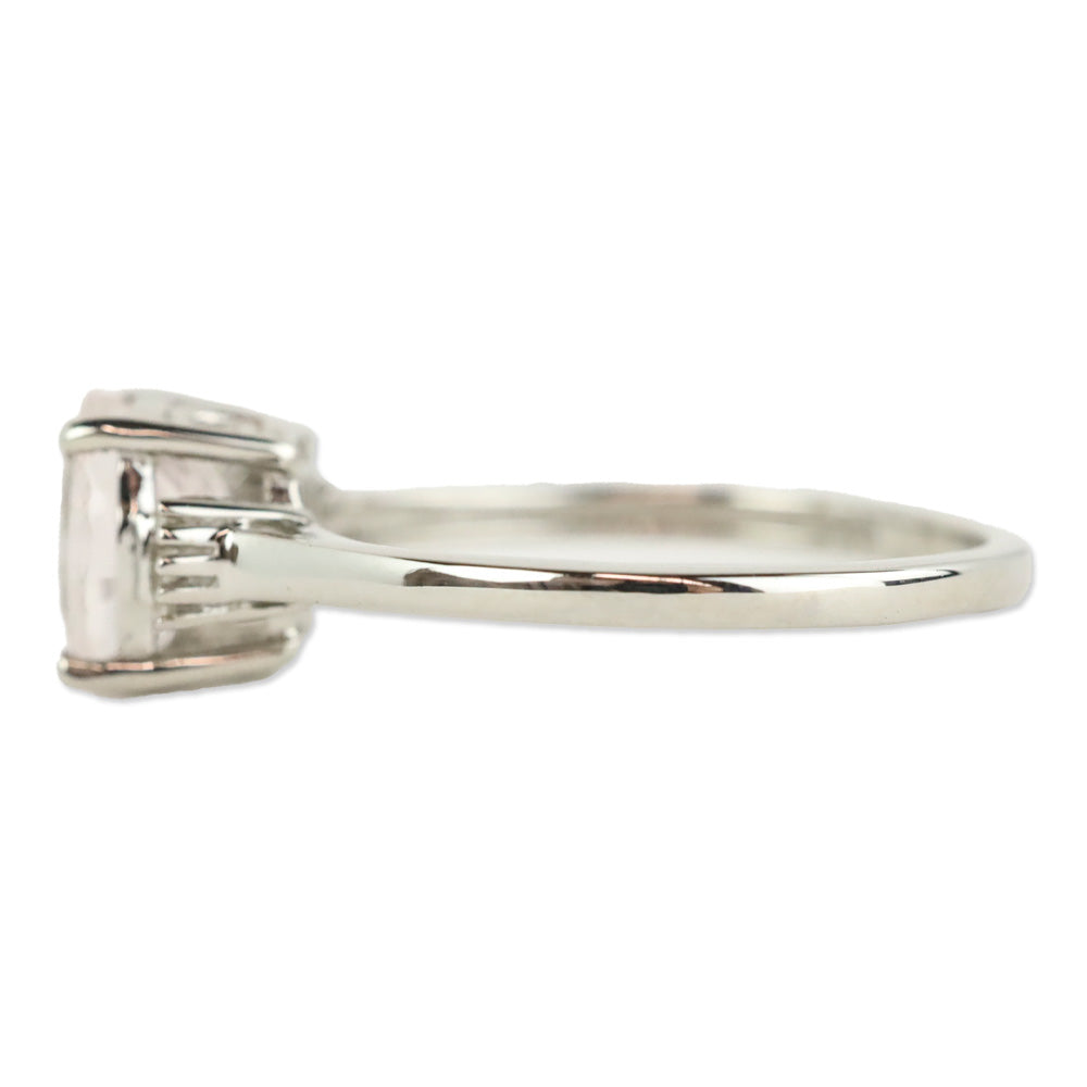 D'Joy Pink Morganite and Diamond Ring in Platinum Over Sterling Silver