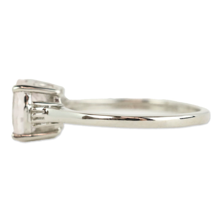 D'Joy Pink Morganite and Diamond Ring in Platinum Over Sterling Silver