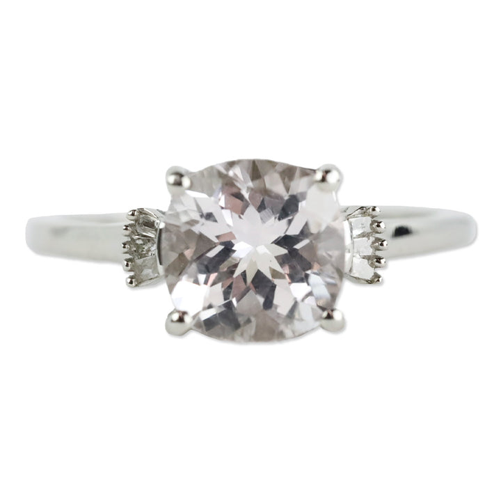 D'Joy Pink Morganite and Diamond Ring in Platinum Over Sterling Silver