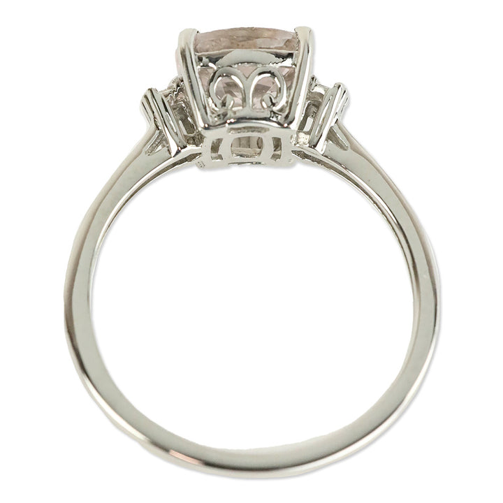 D'Joy Pink Morganite and Diamond Ring in Platinum Over Sterling Silver