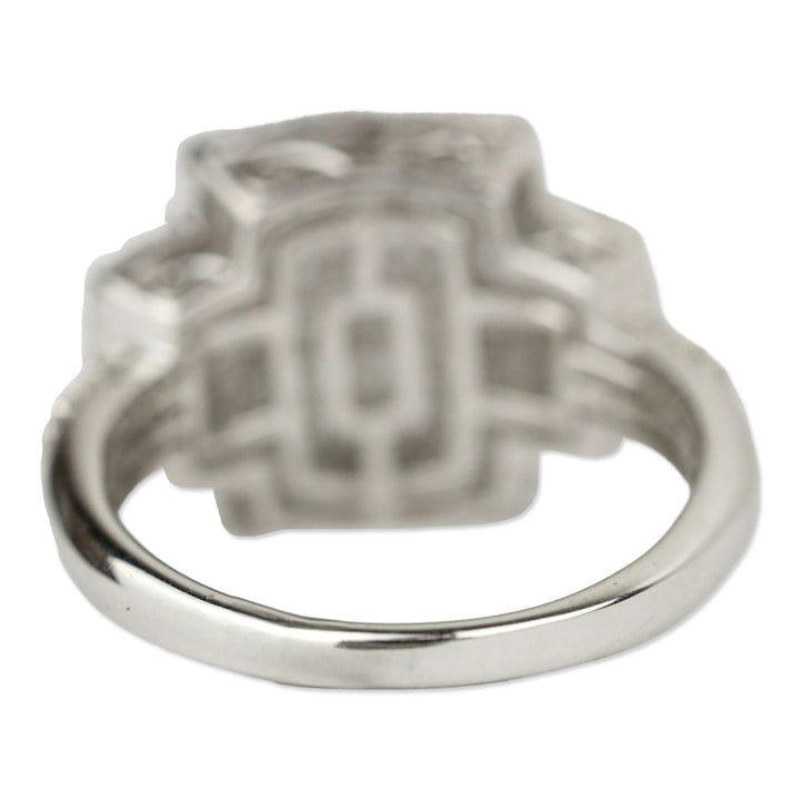 D'joy White Diamond Platinum Over Sterling Silver Radiant Tapestry Ring