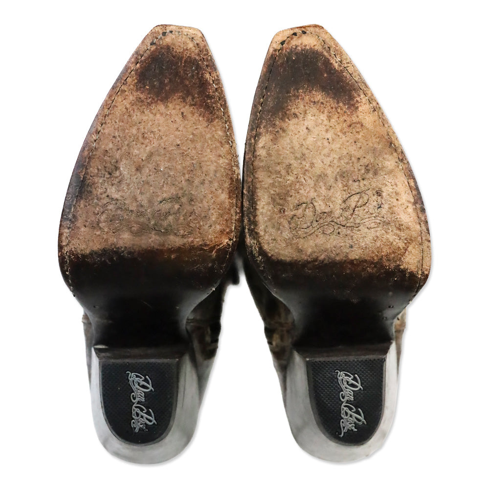 Dan Post Brown Distressed Leather Jilted Knee-High Western Boots