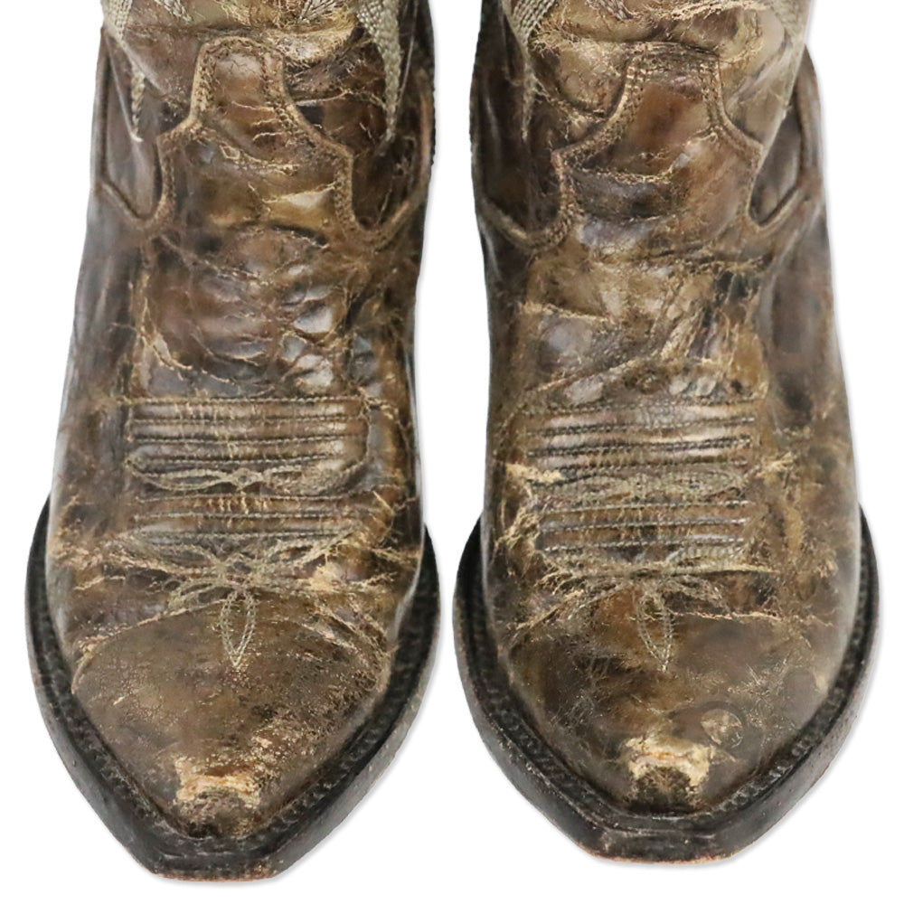 Dan Post Brown Distressed Leather Jilted Knee-High Western Boots