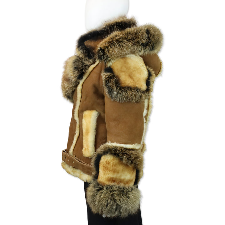 Daniel’s Leather NYC Tan Biker Shearling with Fox Collar