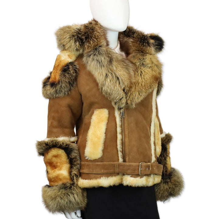 Daniel’s Leather NYC Tan Biker Shearling with Fox Collar