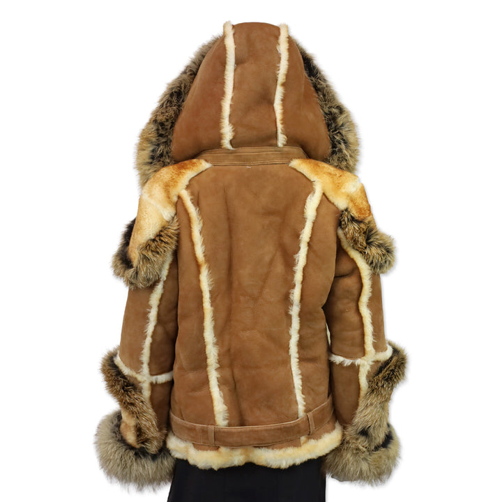 Daniel’s Leather NYC Tan Biker Shearling with Fox Collar
