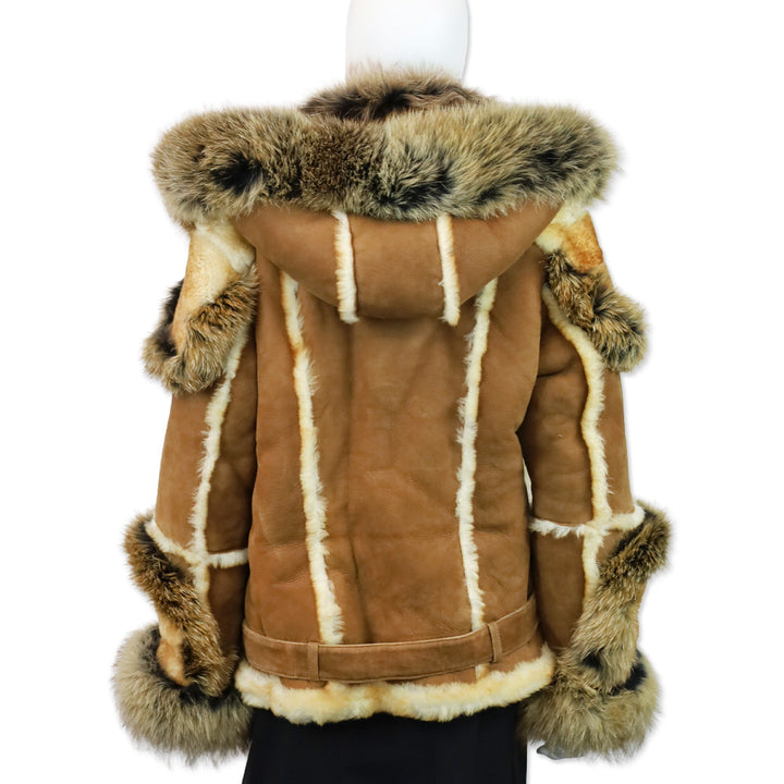 Daniel’s Leather NYC Tan Biker Shearling with Fox Collar
