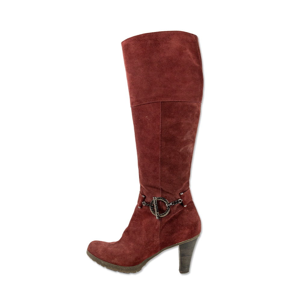 Daniele Tucci Red Suede Knee High Boots